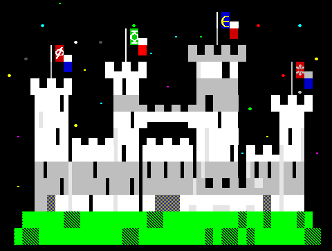 Screen capture of one of the Computer Castle BBS ANSI-art logos